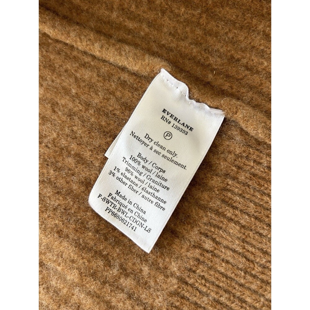 Everlane Womens Cardigan XS Felted Merino Sweater Chunky KNIT DEEP CAMEL COLOR - Picture 15 of 15